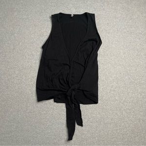 Z Supply Tank Top Womens XS Black Solid Tie Waist Front Casual Adult